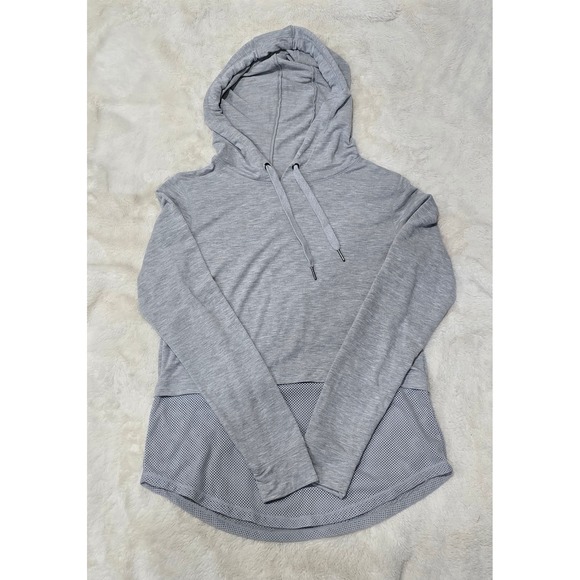 Yogalicious Tops - Yogalicious Womens Gray Mesh Hem‎ Hooded Pullover Activewear Top Size Medium